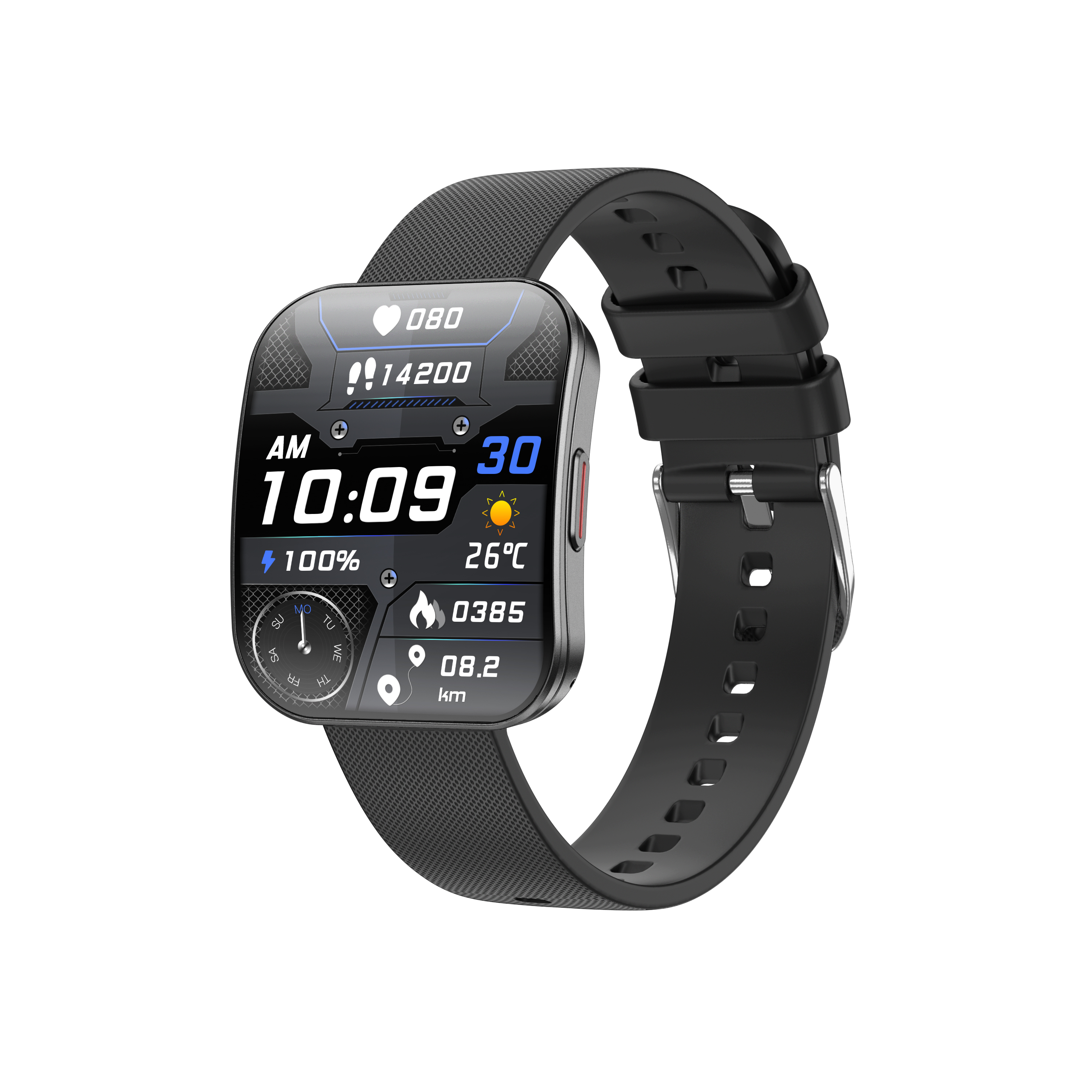 Smartwatch iQuality Watch X AMOLED 1.85" Negru cu Tensiune, Glicemie, EKG, HRV, Puls, SpO2, Apel Bluetooth 5.2, IP67