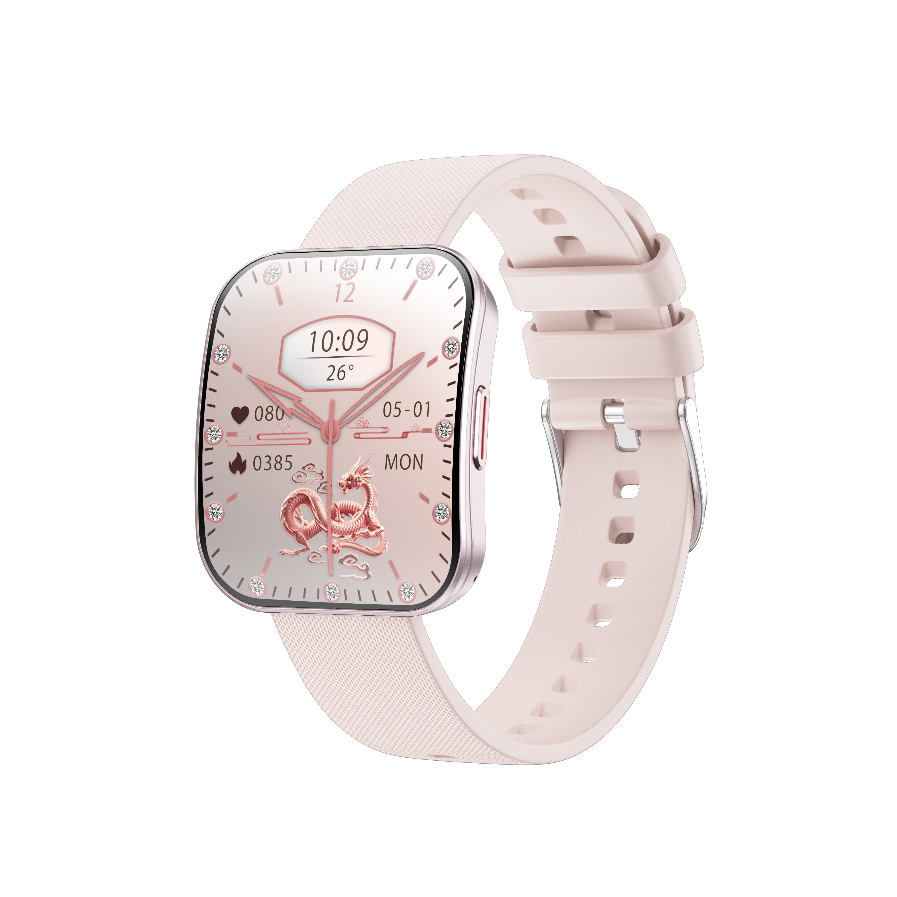 Smartwatch iQuality Watch X AMOLED 1.85" Sakura Pink Dama cu Tensiune, Glicemie, EKG, HRV, Ciclu Menstrual, Puls, SpO2, IP67