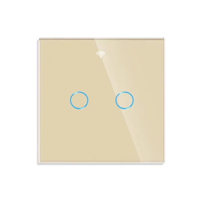 Intrerupator Smart Touch Wi-Fi iQuality, 2 Butoane - Auriu
