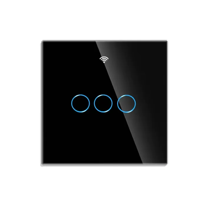 Intrerupator Smart Touch Wi-Fi iQuality, 3 Butoane - Negru