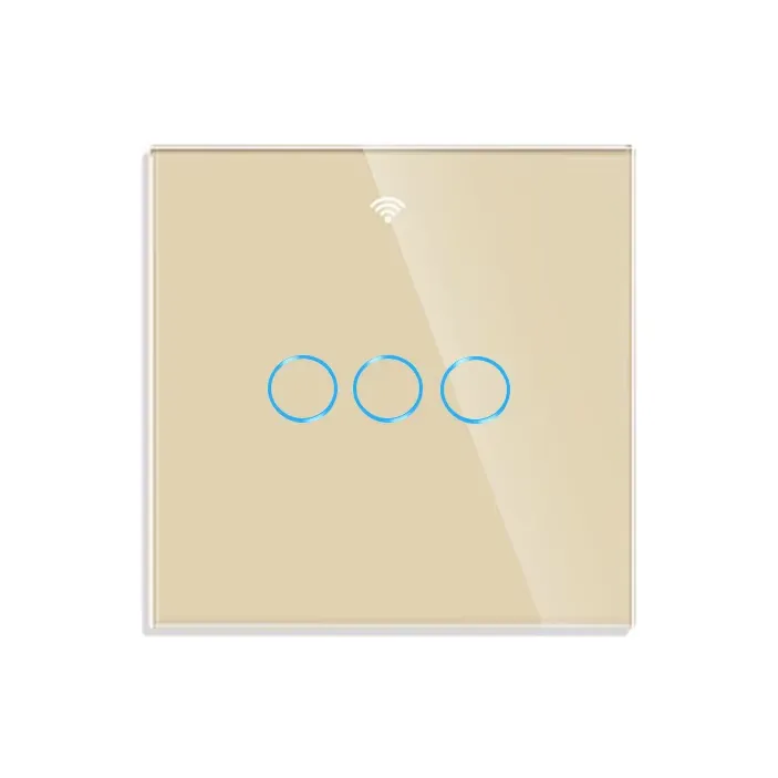 Intrerupator Smart Touch Wi-Fi iQuality, 3 Butoane - Auriu