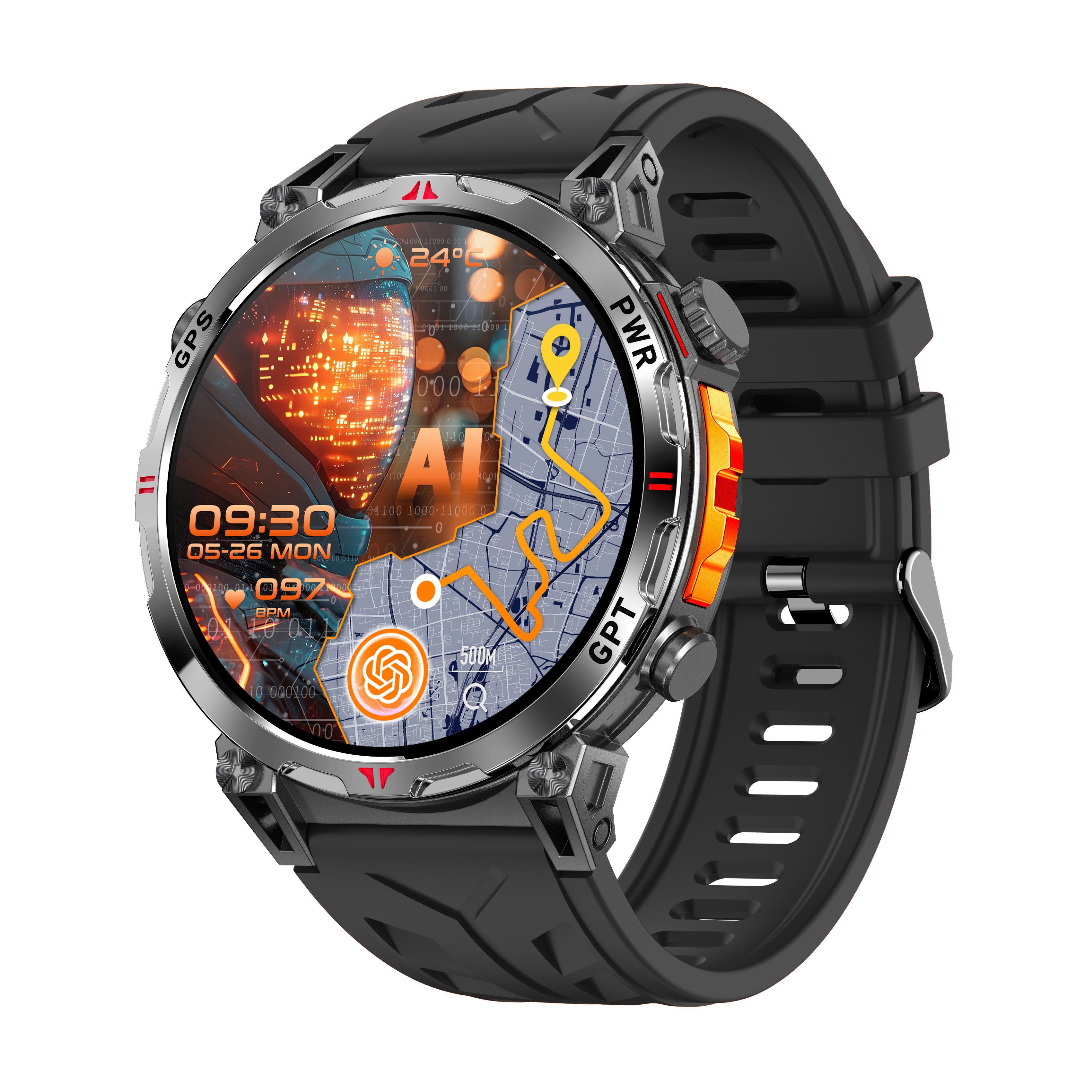 Smartwatch iQuality Military Edition 2 Raw Steel | 3ATM