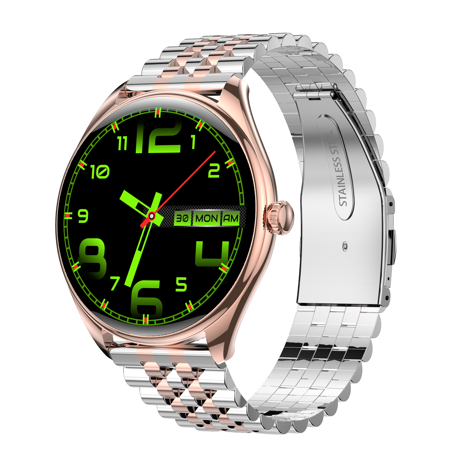 Smartwatch iQuality® NeoGT Rose Gold + Curea Cadou în limba romănă cu Ecran AMOLED