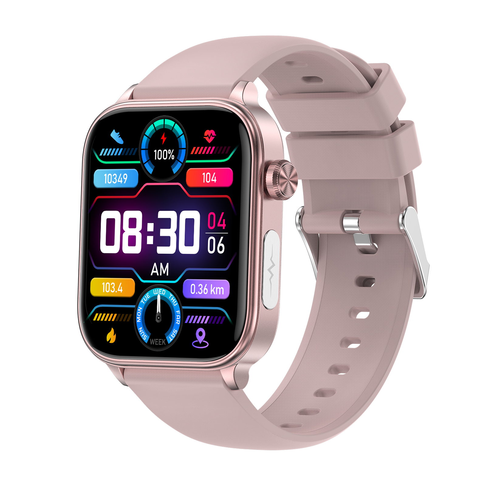 Smartwatch iQuality StarGT AMOLED 1.43" Roz Sakura cu Apel Bluetooth 5.2, Puls, SpO2, Termometru, IP68, Silicon Medical