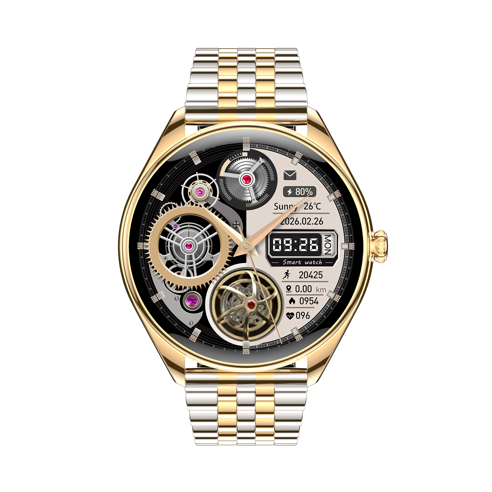 Smartwatch iQuality® NeoGT Golden Plaid + Curea Cadou în limba romănă cu Ecran AMOLED