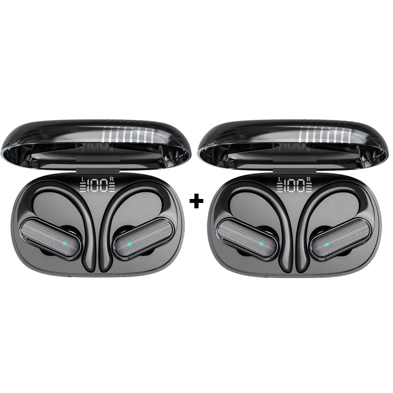 Bundle Pack 1+1 Casti Bluetooth Wireless iQuality® SportAcing Black, Bluetooth 5.3, Noise Cancelling, Codec AAC HD Stereo, 4 microfoane, pentru sala, convorbiri si muzica.