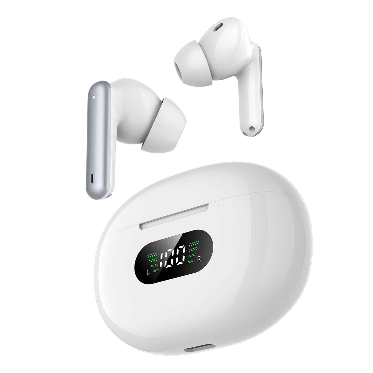 Casti Wireless IQuality® JEY9 Alien White cu Active Noise Cancelling și Bluetooth 5.3 pentru Muzică și Jocuri.