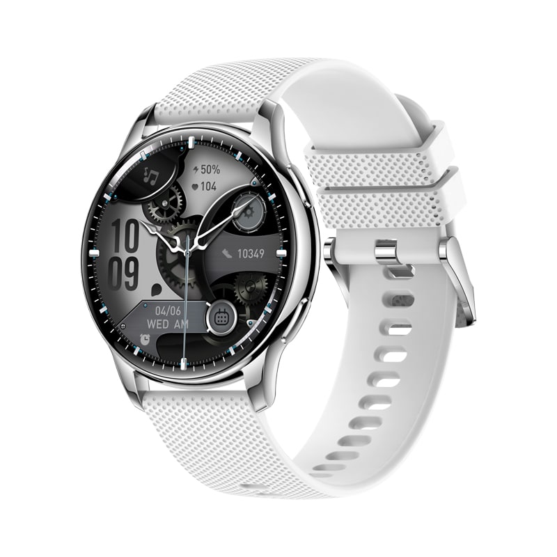 Ceas Smartwatch Femei iQuality® KLASSmate10 Silver Moon in romana cu Functie Apelare, Termometru, Monitorizare Sanatate, Gasire Telefon, Notificari, Puls, Rezistent la Apa IP68