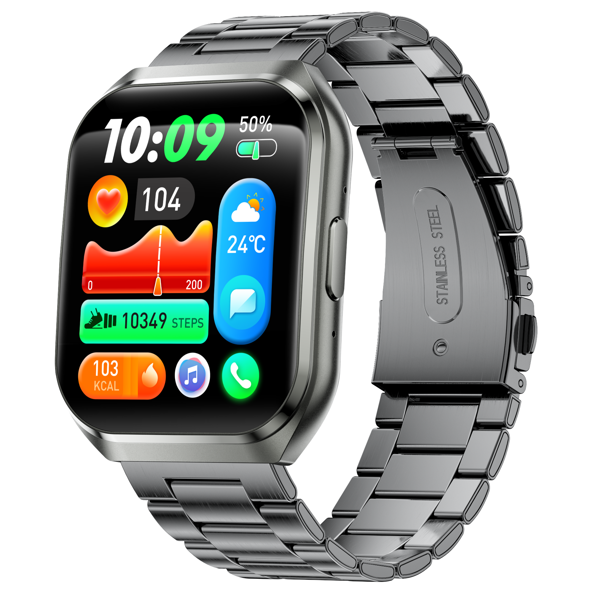 Smartwatch iQuality® EdgeFlow Black + Curea Cadou | Autonomie 30 zile | Baterie 1000mAH