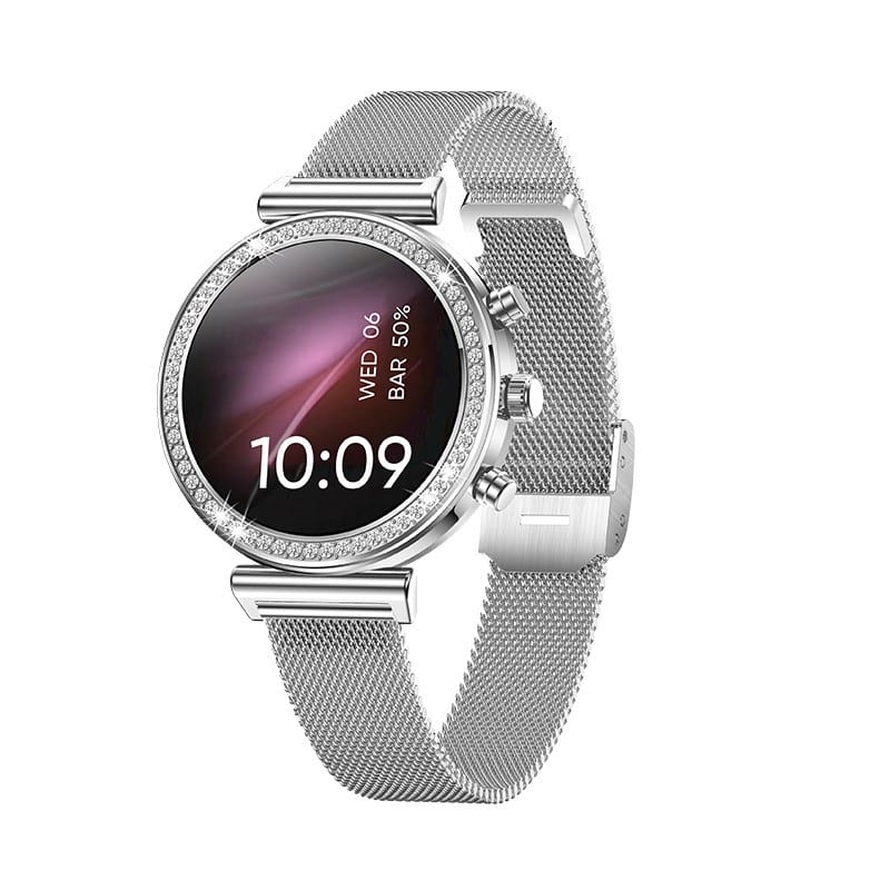 Smartwatch iQuality® crystalEDGE 2 Golden Sakura in romana, Curea Cadou, Apelare si Contacte, Monitorizare Sanatate, Gasire Telefon, AOD, Notificari, Rezistent la Apa