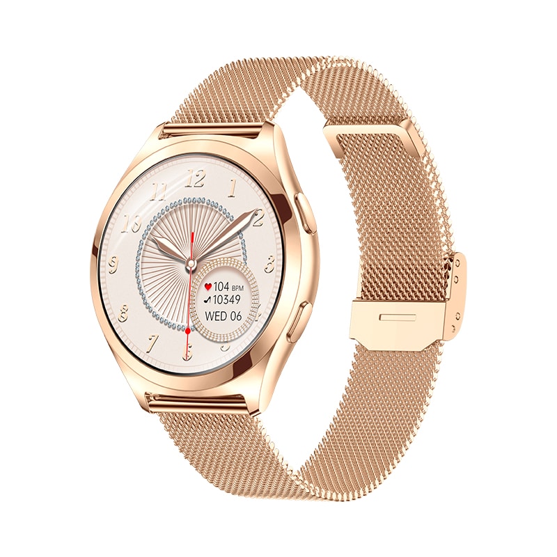Smartwatch iQuality® LUNARA Golden in romana, Curea Cadou, Apelare si Contacte, Monitorizare Sanatate, Gasire Telefon, AOD, Notificari, Rezistent la Apa IP68
