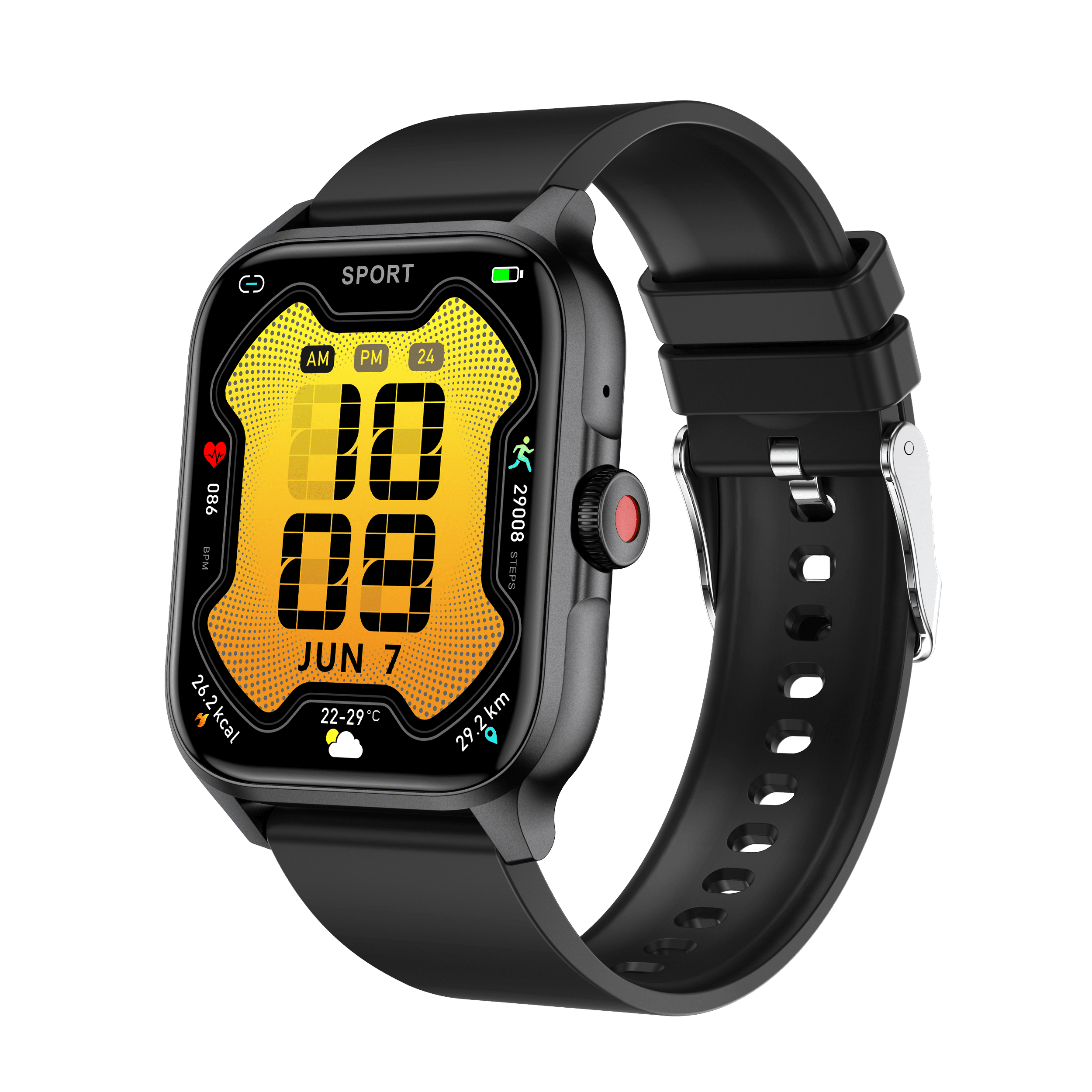 Smartwatch iQuality® QX One Midnight Black, Functie Apelare si Monitorizare Sanatate, Control Media.