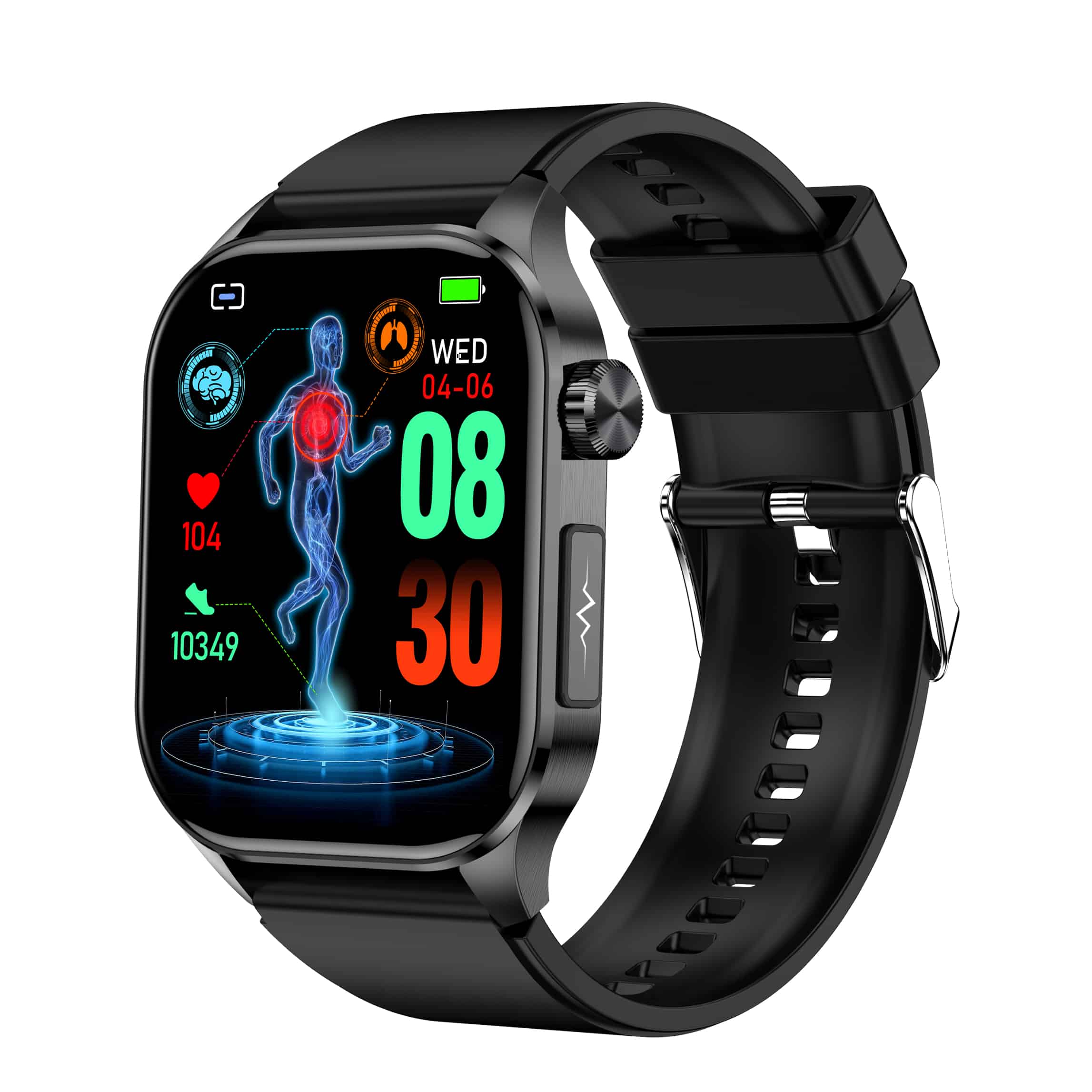 Smartwatch iQuality StarBurstET + Curea Cadou cu EKG, Glucometru, Termometru, Tensiune 24h, Gasire Telefon, Notificari Mesaje & Apel, Puls, Rezistent la Apa IP68