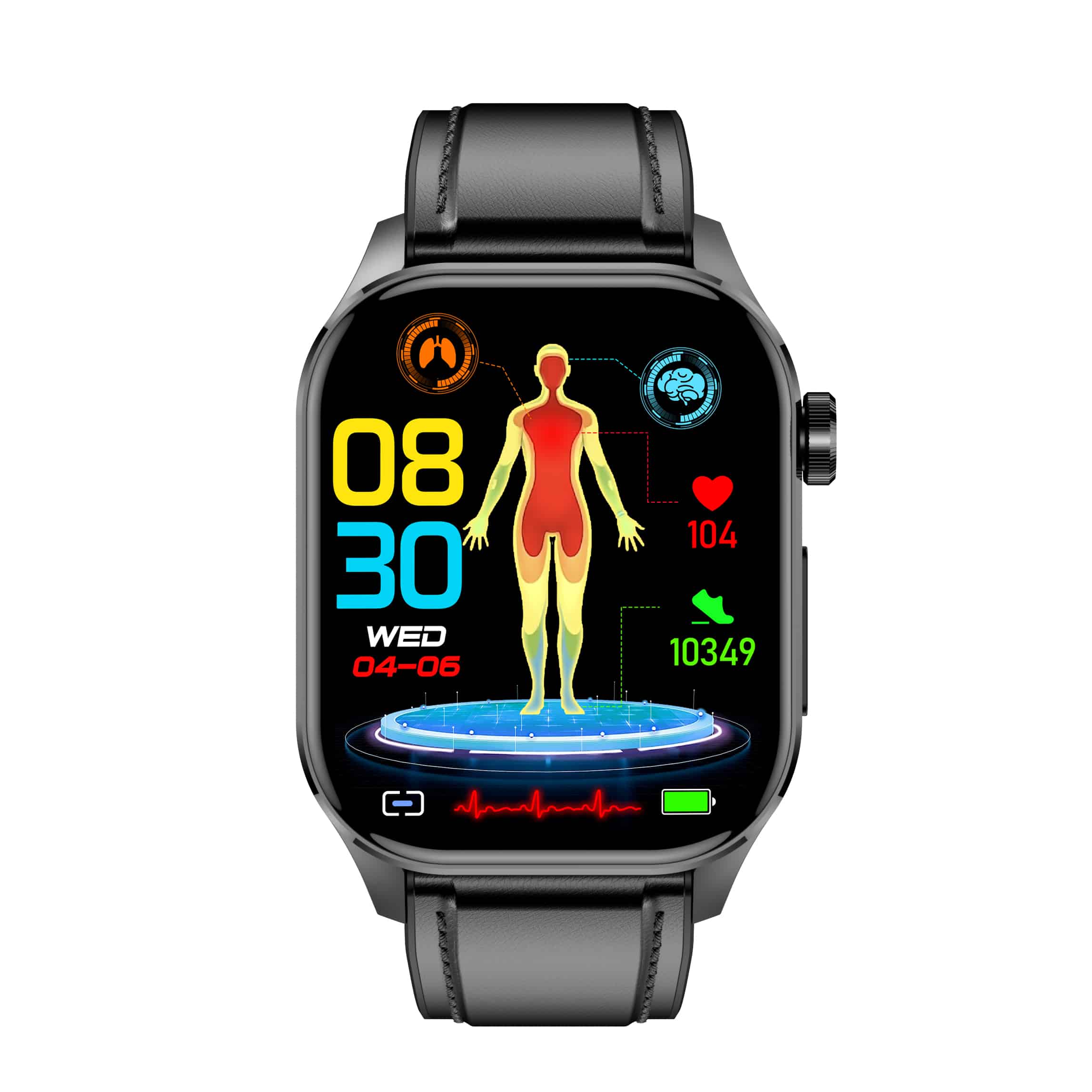 Smartwatch iQuality StarBurstET + Curea Cadou cu EKG, Glucometru, Termometru, Tensiune 24h, Gasire Telefon, Notificari Mesaje & Apel, Puls, Rezistent la Apa IP68