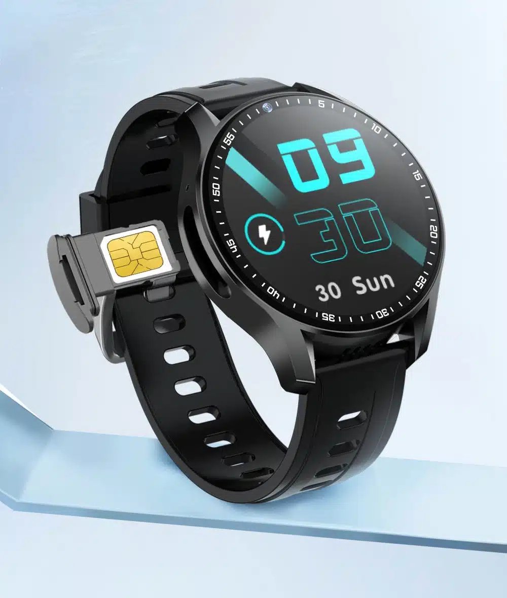 Un smartwatch apelare cu o cartelă SIM atașată la el.